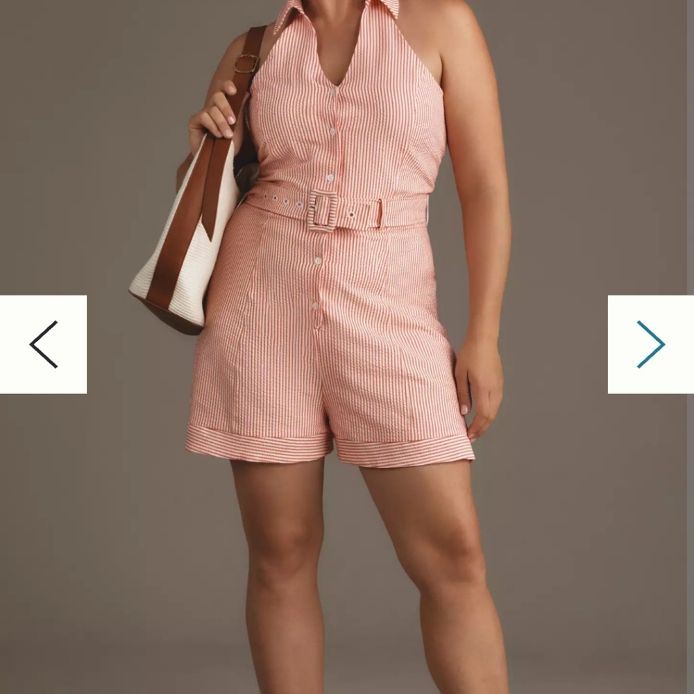 Maeve Anthropologie Large new Romper Halter festival beach coastal vacation - Picture 4 of 13